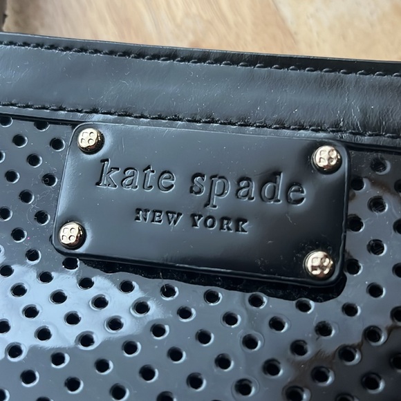 Like new Kate Spade black patten leather wristlet with removable strap - Picture 2 of 16
